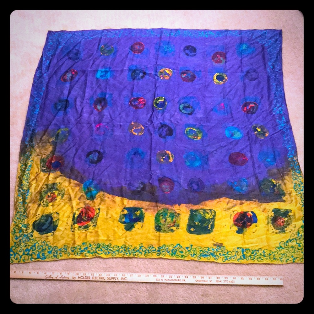 Hand dyed silk charmeuse silk scarf